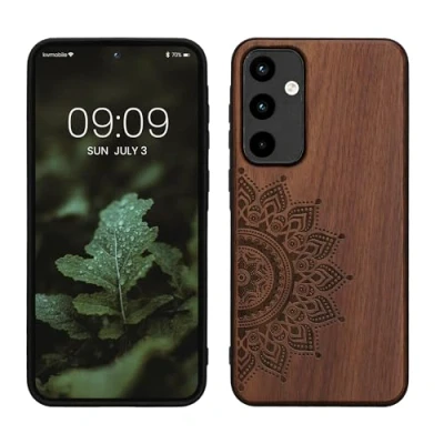 Image de kwmobile Housse Compatible avec Samsung Galaxy A55 5G Coque Étui de Protection Rigide Antichoc Cadre en TPU Brun foncé