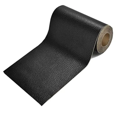 Image de GELAISI Kit de Patch en Cuir 20 * 200cm,1 Rouleau Auto Adhésif PU Réparation Kit，Simili Autocollant，pour canapé, siège Auto, Meubles, Veste（Noir）