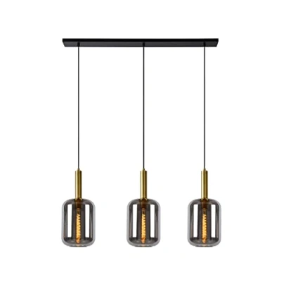 Image de LUCIDE JOANET Suspension 3xE27 Fumé/Or Mat/Laiton