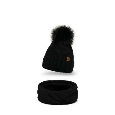 Image de Vivisence 7014 Beanie AND LOOP Scarf SET Écharpe tube, Femme, Taille: One Size, Black