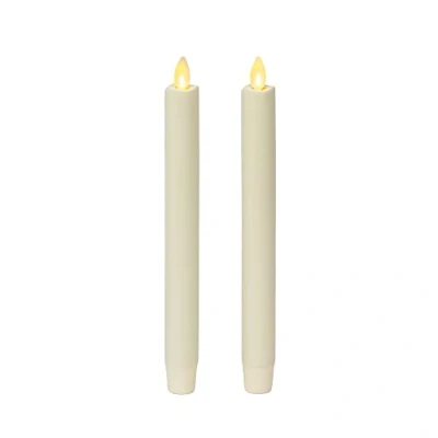 Image de Luminara Lot de 2 bougies LED à flamme mobile (1 x 9,75), sans flamme, bord fondu, cire lisse, non parfumée (blanc)