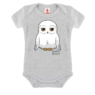 Image de Logoshirt® Harry Potter I Hibou Hedwige Gigoteuse Body pour bébé Fille &amp; Garçon Manches Courtes Gris Design Original sous Licence Taille 12 24 Mois