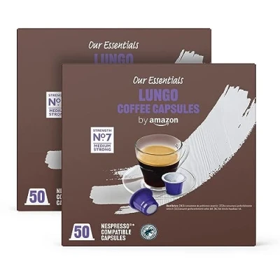 Image de by Amazon Capsules de café Lungo compatibles Nespresso, Torréfaction Moyenne, 100 Unité (2 lot 50) Certifié Rainforest Alliance
