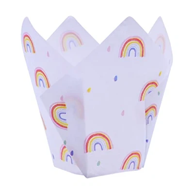 Image de 24 PME Caissettes à muffins en forme de tulipe, Arcs ciel