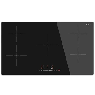 Image de Plaque à induction 90 cm, de Cuisson 5 Foyers,Plaque 9300W avec Protection contre l&#039;arrêt automatique, Minuterie, Sécurité enfants, Commande tactile, 220 240V