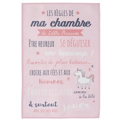 Image de Tapis enfant rectangulaire Home Deco Kids Règles de la chambre Polyester Rose