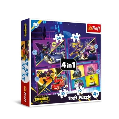 Image de Trefl, Découvrez Batwheels 4en1, 4 Puzzle, de 12 à 24 Pièces Différents Niveaux Difficulté, Amusement pour Les Enfants partir Ans, 34658, Multicolor