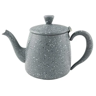 Image de Café Olé Théière de première qualité en acier inoxydable avec une boule à thé intégrée fini granit gris, 48oz PT 048GG