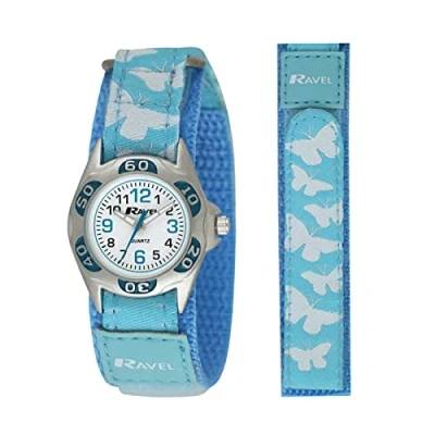 Image de Ravel Montre à Quartz avec Cadran Blanc Affichage analogique et de Papillon Enfants Multicolore Velcro Sangle en Nylon r1507.52