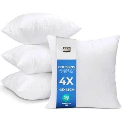 Image de Utopia Bedding Coussins de Garnissage 45 x cm (Lot 4), Coussin à Recouvrir, Oreillers Intérieur, Rembourrage (Blanc)