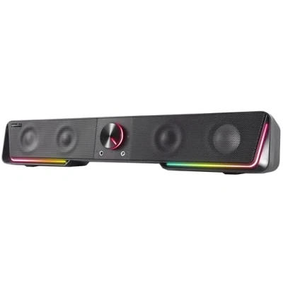 Image de Speedlink Gravity RGB Barre de Son stéréo Haut Parleur Bluetooth pour Smartphone/Tablette Éclairage RVB Prise Casque et Microphone Noir