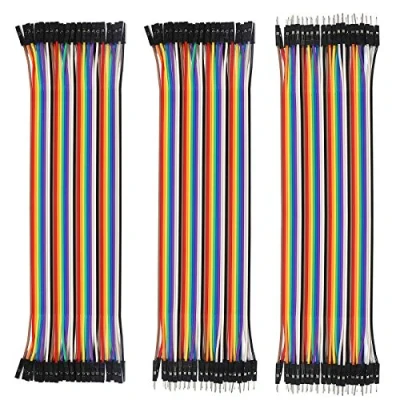 Image de AlmoCN Lot de 120 câbles raccordement pour platine d&#039;expérimentation Multicolore 20 cm 40 broches mâle vers femelle, mâle, femelle Arduino