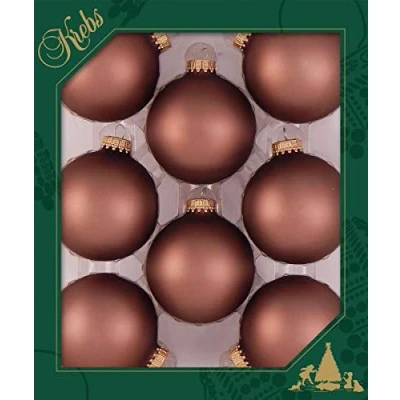 Image de Krebs Glas Lauscha Décoration de sapin Noël/boules Noël Boîte 8 boules en verre marron mat d&#039;une taille 7 cm