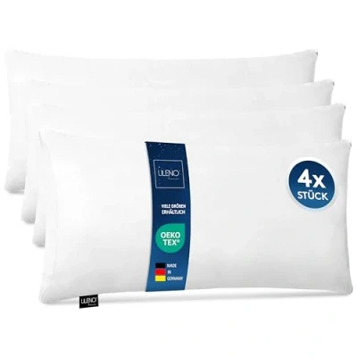 Image de LILENO HOME Lot de 4 coussins en microfibre qualité supérieure 40 x 80 cm rembourrage 450 g Lavables jusqu&#039;à 95 C Avec fermeture éclair Oreiller Comme