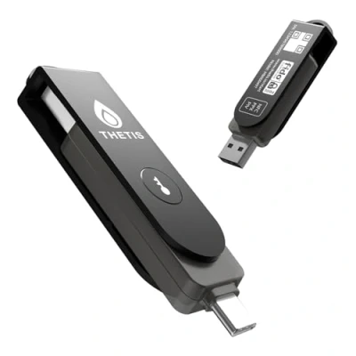 Image de Thetis Clé de sécurité Pro FIDO2 avec PinPlex, double USB C et A NFC, certifié PIV, application d&#039;authentification TOTP/HOTP, authentification MFA à deux facteurs, fonctionne