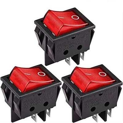 Image de CLDIY DPST Lot de 3 interrupteurs à bascule 4 broches 2 positions marche/arrêt Rouge AC 16 A/125 V A/250