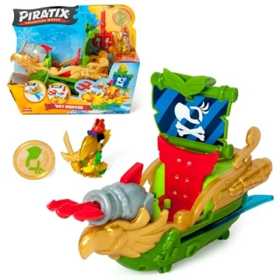Image de piratix ADVENTURE WORLD Sky Hunter Bateau Pirate en Forme de Perroquet Comprend 1 Pirate, Exclusif, trésor Accessoire, Canon et Projectile