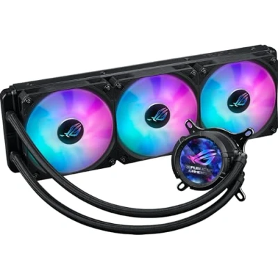 Image de ASUS ROG Strix LC III ARGB LCD All in One Refroidissement à eau liquide pour processeur (écran IPS 2,1&quot;, pompe Aseteks Gen7 v2, 3 ventilateurs ARGB, 2200 tr/min, 3,92 mm H2O, 70,38 CFM,