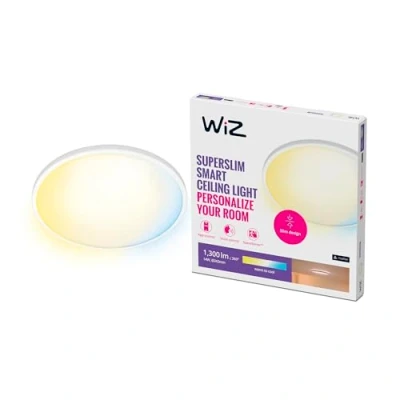 Image de WiZ Plafonnier Connecté Wi Fi SuperSlim Blanc, 2700 6500K, 14W, Nuances de fonctionne avec Alexa, Google Assistant et Apple HomeKit