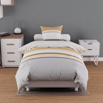 Image de Soleil d&#039;ocre, Parure Housse de Couette Coton 57 Fils 140x200 cm THALES Moutarde