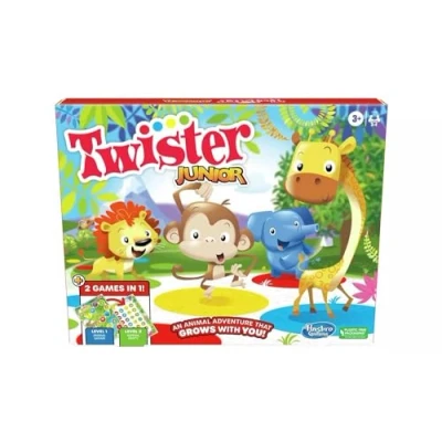 Image de Hasbro Gaming Twister Junior Animal Adventure Tapis 2 Faces 1 fête Jeu d&#039;intérieur pour à 4 Joueurs, Simple, HAS F7478, Multicolore, Taille Unique