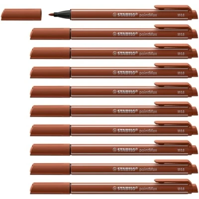 Image de Stylo feutre STABILO pointMax Lot x 10 stylos pointe moyenne marron rouille