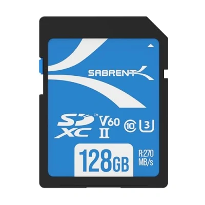 Image de SABRENT Carte SD UHS II 128Go V60, SDXC mémoire, Vitesse de Lecture 270Mo/s, W170Mo/s Class 10, U3, pour Les Professionnels, cinéastes, photographes et conservateurs Contenu (SD TL60 128GB)