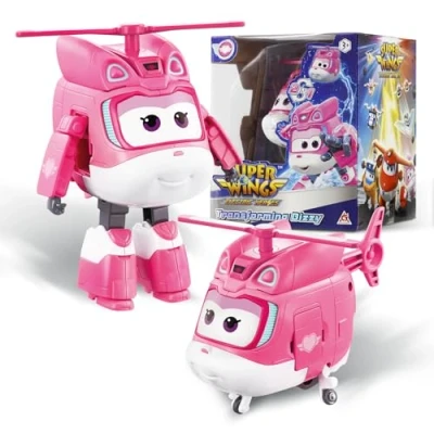 Image de Super Wings Transformer Aeroplane Supercharged Dizzy, Hauteur env. 12,7 cm, poupée pour Enfants, Avion Jouet et Figurine de Robot garçons Filles à partir 3 Ans