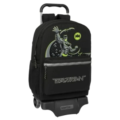 Image de safta BATMAN GAME OVER Grand sac à dos avec chariot, idéal pour les enfants de différents âges, confortable et polyvalent, qualité résistance, 30 x 14 43 cm, Noir, M, Décontracté