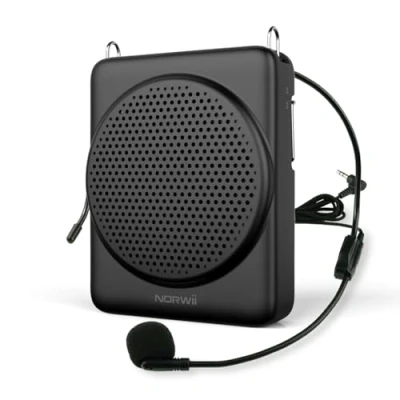 Image de NORWII Mini Casque amplificateur de Voix, 3 Heures Charge Rapide et jusqu&#039;à 30 Lecture, Voix Personnel, Micro Haut Parleur Portable pour Enseignants, entraînement