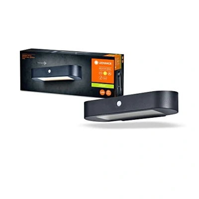 Image de LEDVANCE Applique solaire ENDURA Style Oval, lumière blanc chaud (3000K), capteur intégré, utilisable sans alimentation, longue autonomie : 30 fois 60 secondes en mode PIR, protection IP44, noir