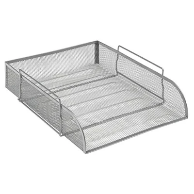 Image de Osco Mesh Corbeille à courrier Scratch resistant empilable Front load Portrait Papier ministre Argent Ref LT SSP S