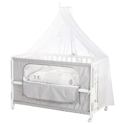 Image de roba Lit Cododo Complet Fox et Bunny 60 x 120 cm Bébé + Textiles Complets Matelas, Ciel, Parure de 4 Roues à Freins Bois Blanc