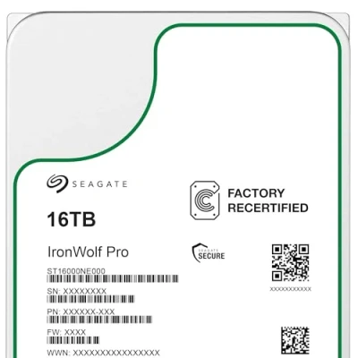 Image de Seagate IronWolf Pro 16 To, Disque dur interne NAS HDD, CMR 3,5&quot; SATA 6 Gbit/s, 256 Mo de mémoire cache, pour RAID (ST16000NE000) (Reconditionné)