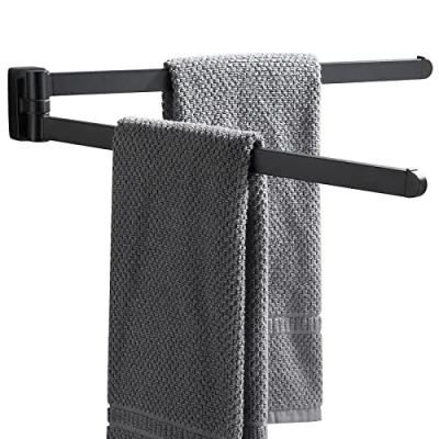 Image de BGL Porte Serviettes pivotant Noir Oganizer Gain de Place Support Mural pour Double Barre pivotante Salle Bain