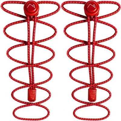 Image de CampTeck U7194 Lacets Autobloquants Elastique avec Système Verrouillage sans N ud Rouge 1 Paire