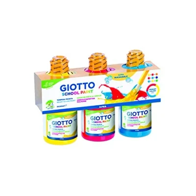Image de GIOTTO Gouache School Paint Lot 3 x 250 ml jaune rouge bleu