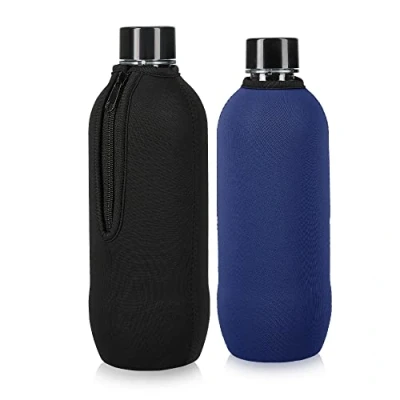 Image de kwmobile 2x Rafraîchisseur de bouteilles compatible avec SodaStream Lot refroidisseurs en néoprène Pour carafe verre 0,615L noir bleu