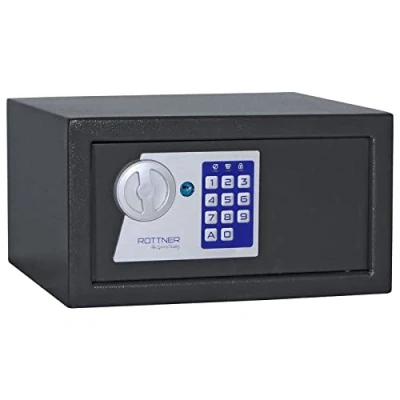 Image de Rottner Coffre fort Jupiter 2, serrure électronique avec ouverture d&#039;urgence mécanique et 2 clés, anthracite, l x H P 31 17 28 cm, matériel de fixation, insert en feutre