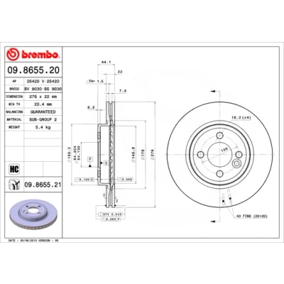 Image de BREMBO COATED DISC LINE 09.8655.21 Disque de frein 276 22 4 ventilé l&#039;intérieur revêtu à haute teneur en carbone MINI: 3/5 portes, Cabriolet