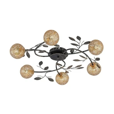Image de Lucande Plafonnier Evory à intensité variable) en Doré Métal e. a. pour Salon &amp; Salle manger (à 6 lampes, G9), florentin, plafonnier, lampe