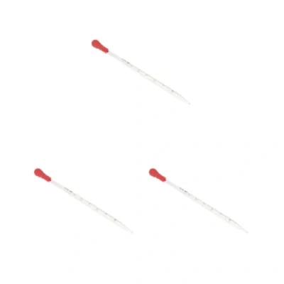 Image de Lot de 3 pipettes graduées en verre avec bouchon caoutchouc pour laboratoire, chimie, compte gouttes, ml