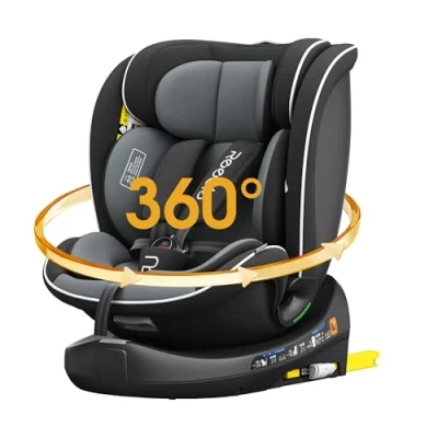 Image de Reecle I Size Siège Auto 360 Pivotant ISOFIX 40 150 cm, 0 12 ans(0 36 kg), Protection Latérale, Noir