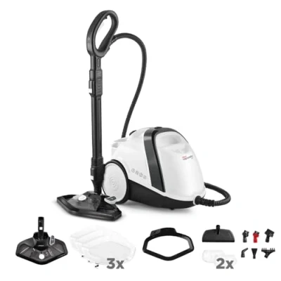Image de Polti Vaporetto Smart 120, Nettoyeur Vapeur avec Chaudière Haute Pression 4 Bars, Réservoir Amovible 2 Litres, Autonomie Illimitée, Chauffe en Minutes, 14 Accessoires Inclus, Blanc et Noir
