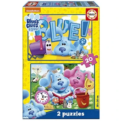 Image de Educa Blue&#039;s Clues : Lot de 2 Puzzles pour Enfants 20 Pièces. Taille Approximative Une Fois Assemblé 28 x cm. Composé Grandes Pièces Parfaitement Finies. À partir 4 Ans (19399)