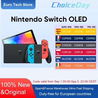 Image de Console Nintendo Switch (modèle OLED) avec station d&#039;accueil et manettes Joy Con blanches (SWITCH)
