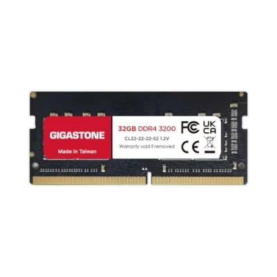 Image de 【DDR4 RAM】 GIGASTONE 32Go DDR4 3200MHz(2933MHz Or 2666MHz) PC4 25600(PC4 23400, 21300) CL22 1.2V SODIMM 260pin UnbuffeRouge Non ECC Mémoire Haute Performance Mise à Niveau pour Portable
