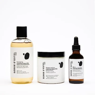 Image de SERGE D&#039;ESTEL PARIS Soin Cheveux Bouclés 550ml, Shampoing Masque Huile Disciplinant Controlant Hydrant les Formule 100% Vegan Made in Paris,