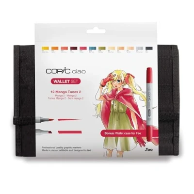 Image de COPIC Ciao Manga set « Uniformes scolaires », de 12 pièces dans un portefeuille, Twin Marker avec une pointe moyenne et brush