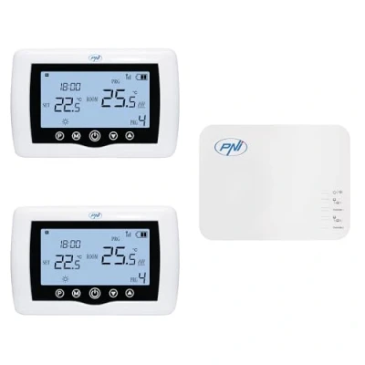 Image de Thermostat Intelligent PNI CT410 Pro sans Fil, avec Wi FI, contrôle de 2 Zones Via Internet, pour systèmes Chauffage, Pompes, électrovannes, TuyaSmart APP, hystérésis 0,2 degrés C